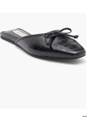 Steven New York Black Croc-Embossed Bow Mule
